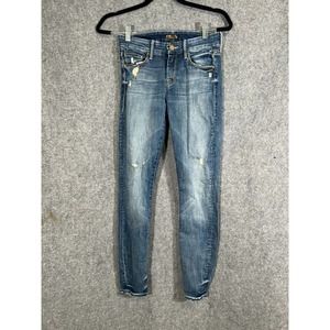 Mother Jeans Women 25 The Looker Medium Wash Blue Skinny Distressed Stretch